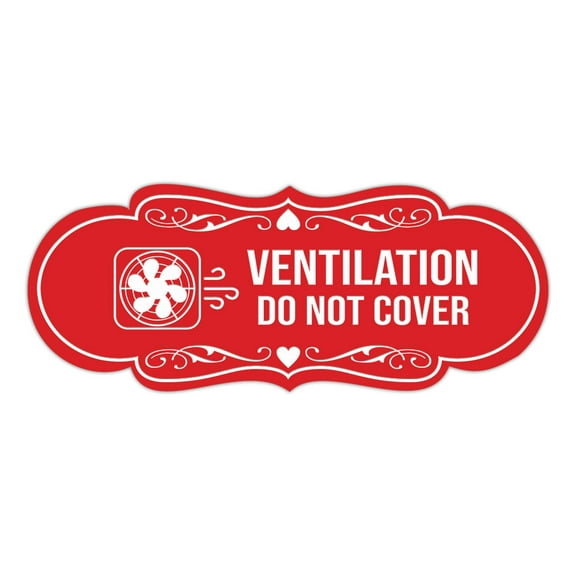 Signs ByLITA Designer Ventilation Do Not Cover Sign (Red) - Large