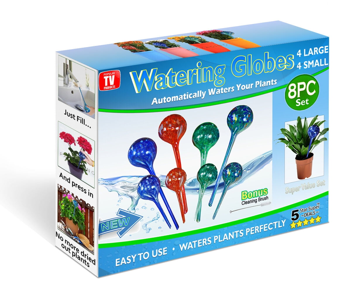 kekafu Pack Plant Watering Bulbs Clear Glass Self Watering Stakes Hand  Blown Water Globes Automatic Irrigation Device for Indoor ＆ Outdoor 並行輸入 