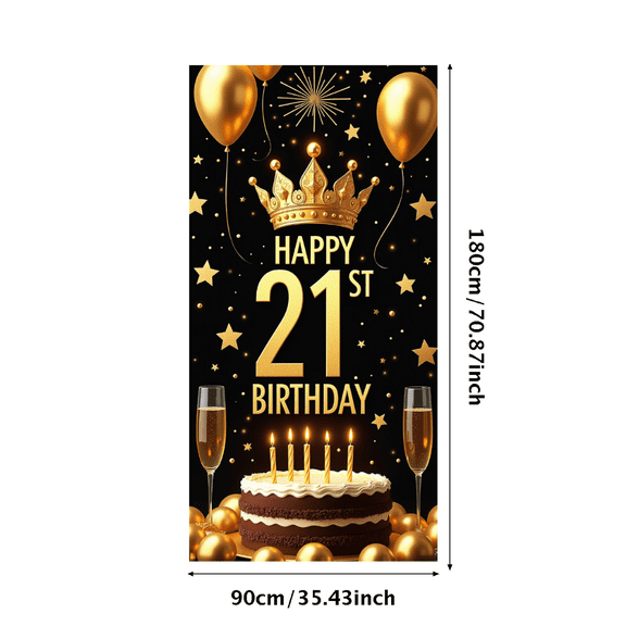 LUUFILx Glamorous 21st Birthday Banner with Crown Cake Background Decor Party Supplies for Birthday Celebrations Photography Props and Backdrop Decors