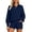 Navy, variant on HAYIMI Womens Fall Outfits Sets Casual Long Sleeve Lapel Sweatshirt With Shorts Relaxed Fit Two Piece Outfit For Everyday Comfort Solid Color Versatile Clothes Sets