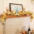 thumbnail image 3 of Guvpev Fall Garland with Lights, 6FT Lighted Fall Leaves Garland for Mantle Outdoor Home Door Table, with Pumpkins, Fall Decor Autumn Thanksgiving Decorations, 3 of 17