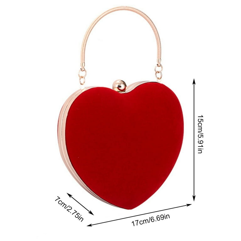 Red Heart Shaped Crossbody Chain Bag Cute Clutch Purses