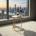 thumbnail image 3 of Resenkos 16 Inch Marble Top Round Side Table with Golden Metal Frame for Living Room Bedroom-Set of 2, Nightstand Small Side Table, End Table for Bedroom Living Room, 3 of 8
