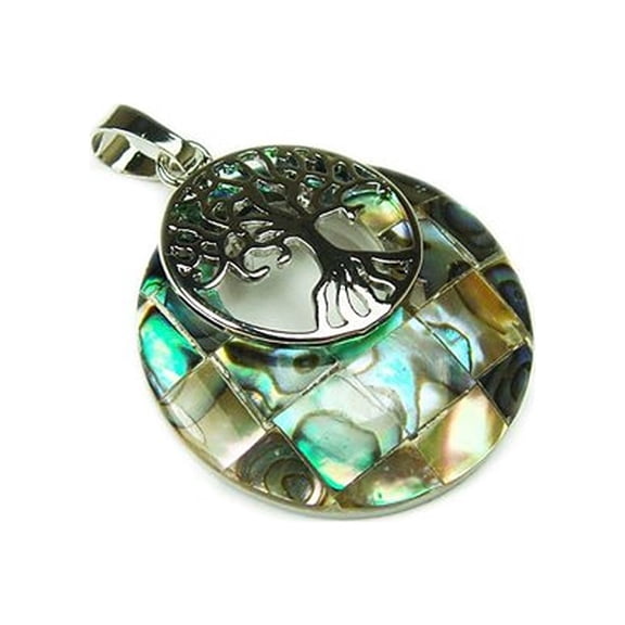 28mm Abalone Shell Agogo Round Pendant With A Bail For Jewelry Making