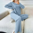 thumbnail image 6 of HAiming Women's 2 Piece Lounge Sets Solid Long Sleeve Crewneck Tops and Pants Oufits Casual Comfort Pajamas Homewear, 6 of 7