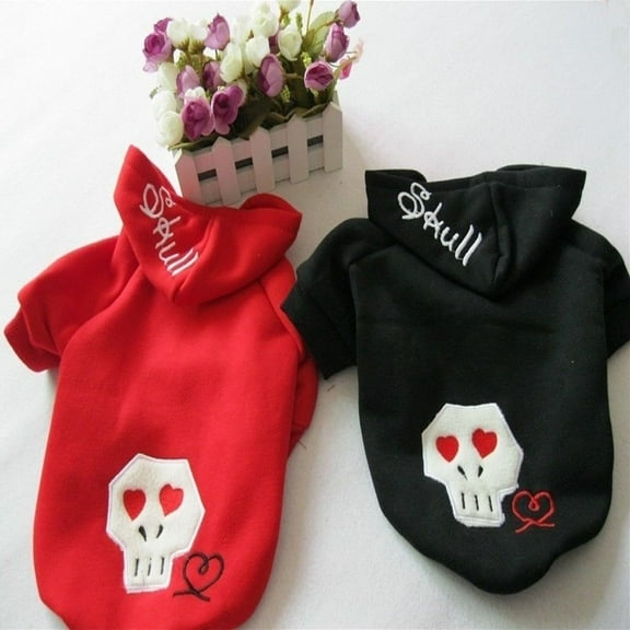 For SMALL Pet Cat Dog Sweatshirt Jumper SKULL Warm Hoodie Coat Jacket