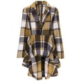 thumbnail image 5 of Women Plaid Flowy Ruffle Hem Jackets, Button Front Lapel Long Sleeve Cardigan Coat, Fall Fashion Shirt Tops, 5 of 6
