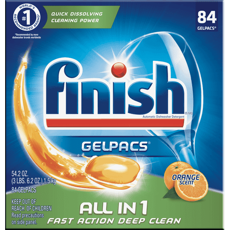 Finish All in 1 Gelpacs Orange, 84ct, Dishwasher Detergent (Best Price Finish Dishwasher Tablets)