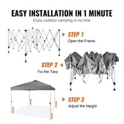 VEVOR Pop Up Canopy Tent, 10 x 10 ft, 250 D PU Silver Coated Tarp, with Portable Roller Bag and 4 Sandbags, Waterproof and Sun Shelter Gazebo