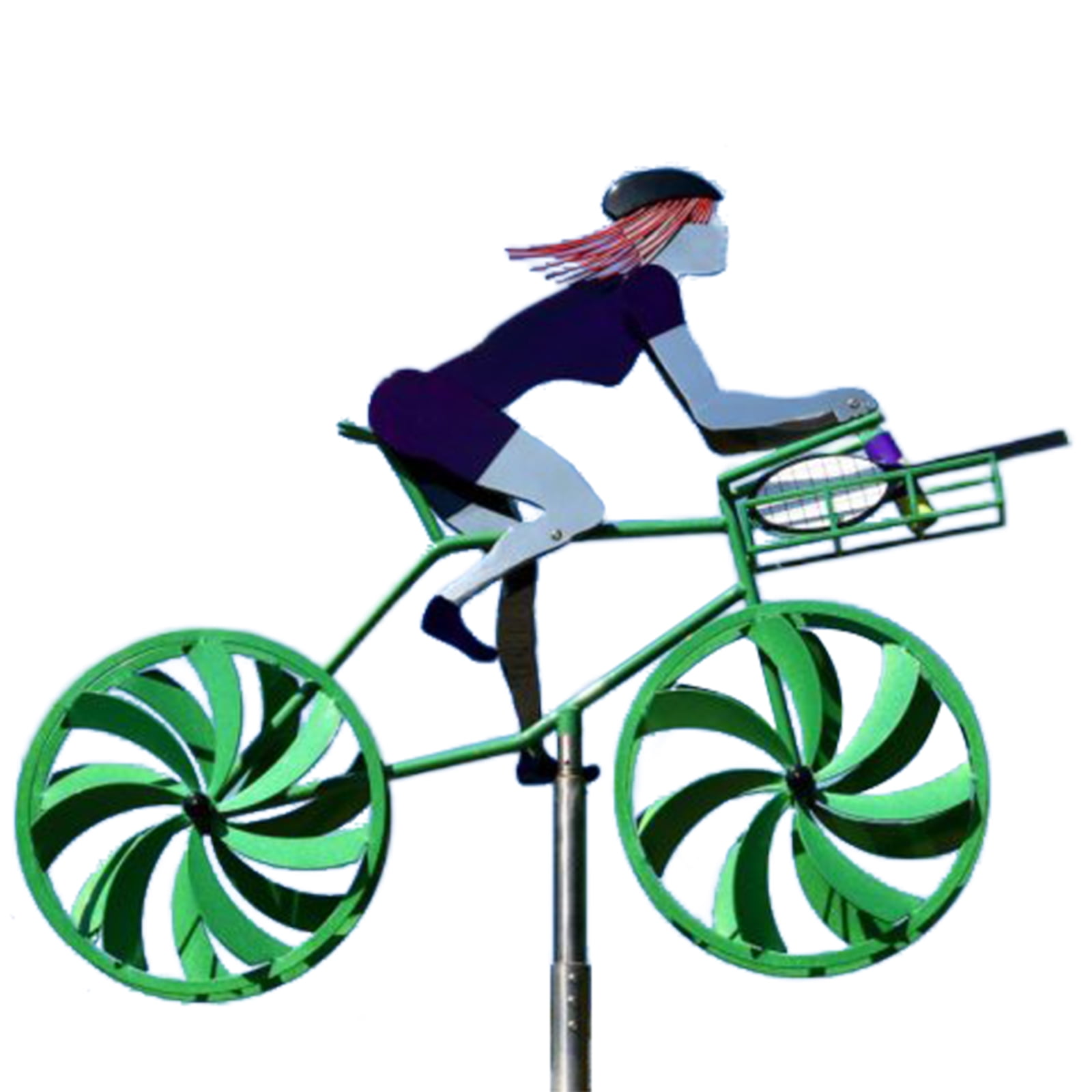 Bicycle Sculpture DIY Birds Deterrent Green Spinner Ornament