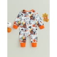 thumbnail image 4 of Halloween Baby Girls Boys Outfits Pumpkin Ghost Long Sleeve Romper One Piece Zipper Jumpsuit Holiday Western Clothes, 4 of 8