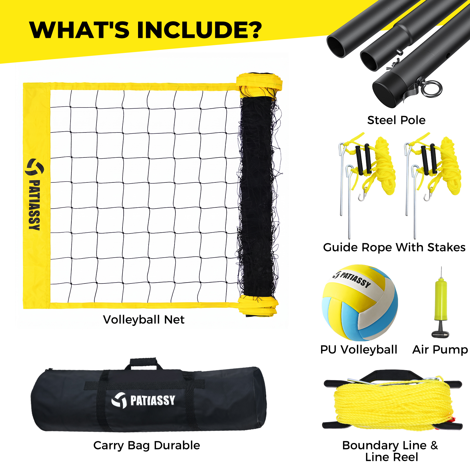 Patiassy 32ft Regulation Volleyball Net System photo 8