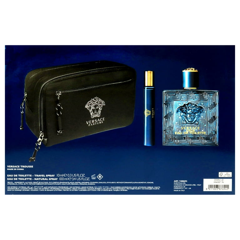 Versace Eros Cologne Perfume De Toilette Kit - 3 Piece Gift Set