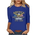thumbnail image 3 of Lazyguy United States 250th Anniversary Pullover Women Graphic Printed Casual T-Shirts Crew Neck 3/4 Sleeves Blouses Tees for Festival Fourth of July S-4XL Blue, 3 of 9