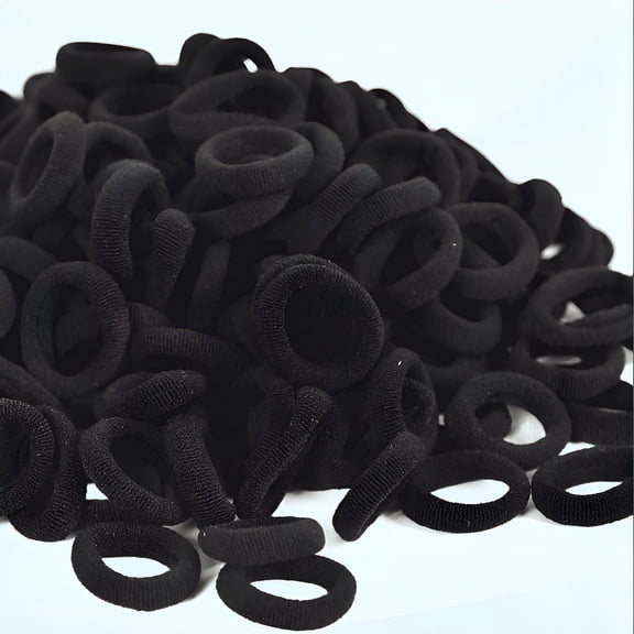 ICERUN 2026 New Mini Black Hair Ties,300 Pcs Soft Nylon Hair Ties for Ponytail Holders,0.9 Inch Seamless Hair Ties,Small Hair Ties for Toddler Girls(Black)