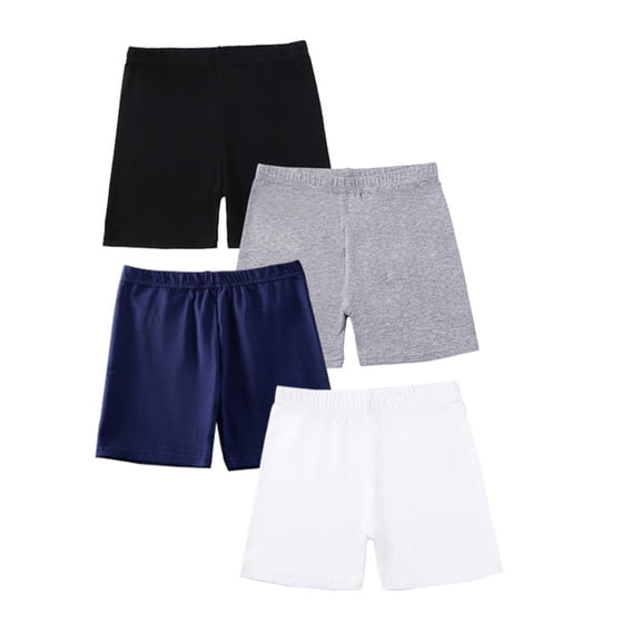KAUOD 4 Pack Girls Bike Shorts High Waisted Under Dress Dance Cartwheel Shorts Summer Solid Casual Lounge Short Pants
