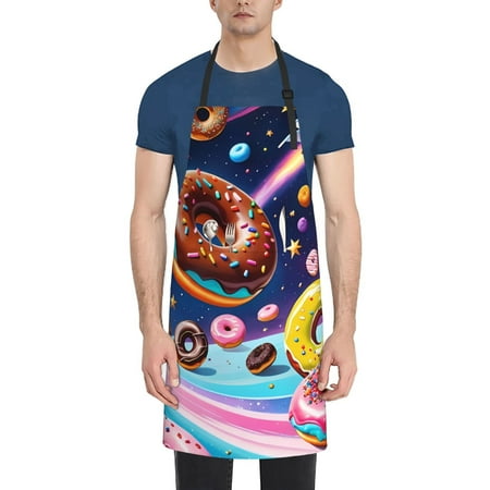 

Goofa Space Colorful Donut Printed Waterproof Apron 33 Chef Aprons for Men Heavy Duty Chemical Work Apron Adjustable Bib Apron