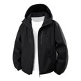 thumbnail image 3 of QUNYINEY Black Women Jacket with Pockets Zip Up Windbreaker Hooded Outwear Long Sleeve Outdoor Waterproof Loose Fit Womens Winter Coat, 3 of 4
