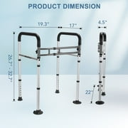 MaxKare Toilet Safety Rail for Elderly and Handicap, Adjustable Height & Width, Stand Alone Lightweight Aluminum Toilet Safety Frame, Supports up to 300Lbs