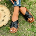thumbnail image 6 of LOVZFMLL Sandals for Women Fashion Cross Straps Flat Slippers Slip On Square Open Toe Casual Outdoor Beach Vacation Walking Slides Black 6, 6 of 8