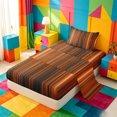 thumbnail image 2 of meiyoeat orange Black Lines Texture Twin Sheets,Gradient Print Bedding,3 Pieces,1 Fitted Sheet and 1 Pillowcase, 2 of 6