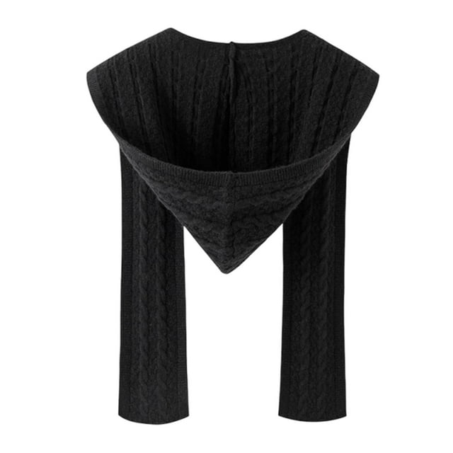 Bufanda con capucha, calentador de cuello y orejas, informal, para citas al aire libre negro