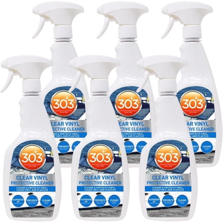 303 Products Marine Clear Vinyl Protective Cleaner - Cleans and Protects Vinyl, Clear Vinyl, and Plastics, Provides Superior UV Protection, Prevents Yellowing and Cracking, 32oz (30215-6PK)