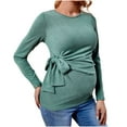 thumbnail image 2 of Wancir Maternity Shirts Women's Casual Maternity Tops Pregnancy Puff Sleeve Tunic Top Tie Front Wrap Maternity Clothes, 2 of 7