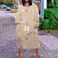 thumbnail image 2 of TAGOLD Fall Winter Dress for Womens, Plus Size Dress For Women Round-Neck Casual Sundresses Pocket Knee Long Sleeve With Pockets, 2 of 5
