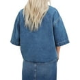 thumbnail image 4 of Short Sleeved Women's Denim Jacket, Oversized Casual Denim Shirt with Pocket Top, 4 of 5