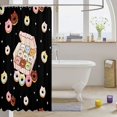 thumbnail image 3 of Manfei Kawaii Kitten Donut Shower Curtain 72Wx72L, Sweet Treat Bathroom Curtain, Black Pink, 3 of 5
