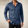 thumbnail image 2 of MIXUE Mens Casual Button Down Shirts Solid Color Lapel Long Sleeve Slim Fit Casual Shirt Tops Activewear,Blue,L, 2 of 5