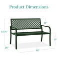 thumbnail image 2 of Yunken 2-Person Outdoor Metal Bench, 790lb Capacity Geometric Backrest for Garden, Patio, Porch - Dark Green, 2 of 7