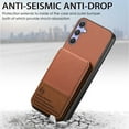 thumbnail image 3 of Back Case for Samsung Galaxy S24 FE, Fabric + PU Leather + TPU Material, Kickstand RFID Blocking Magnetic Card Slots for Men Women Shockproof Protective Durable Classic Phone Cover, Brown, 3 of 9