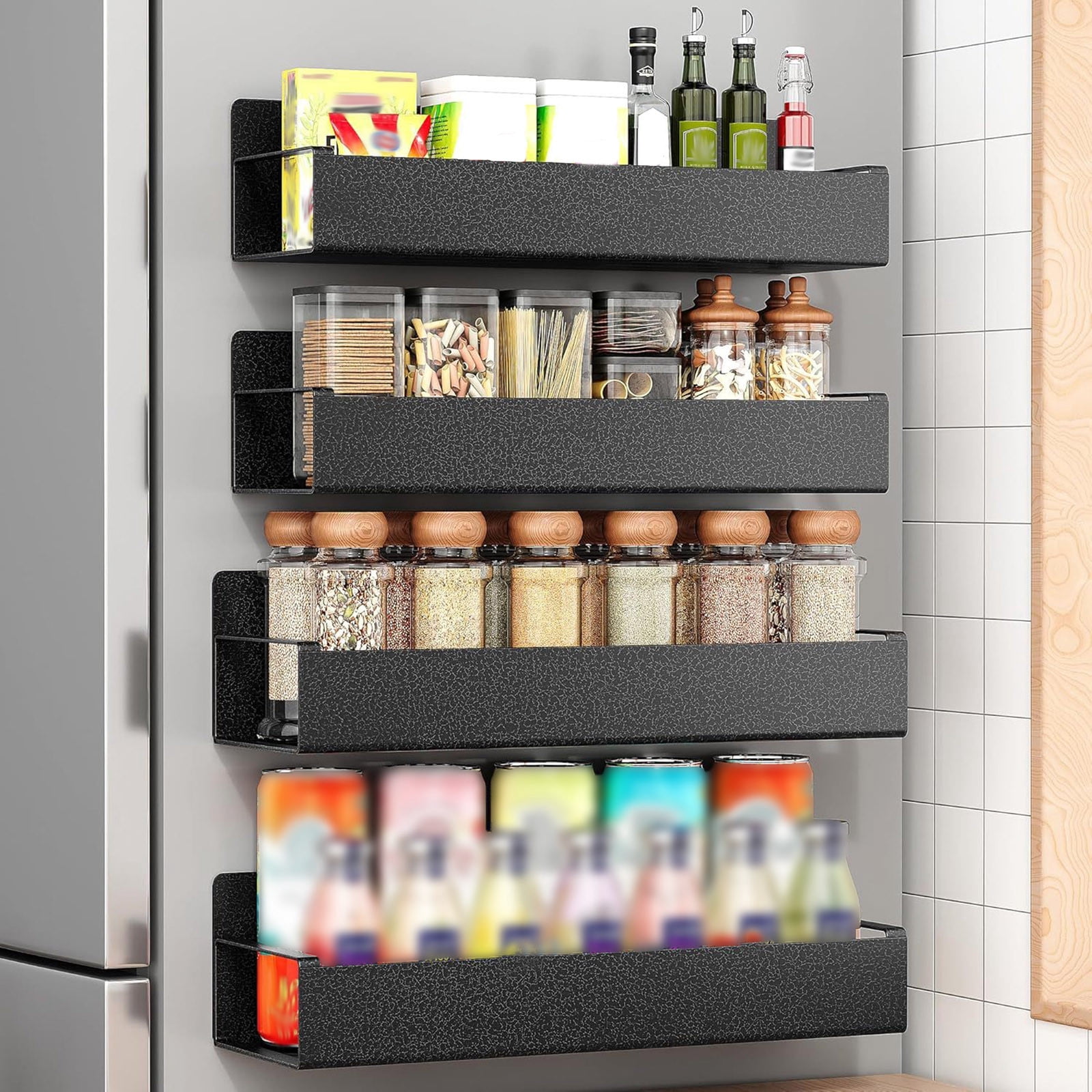 Refrigerator Shelf Organizer - Multi-Purpose Fridge Rack for Spices, Paper Towels & Utensils - Heavy Duty Kitchen Storage Solution with Strong Hold