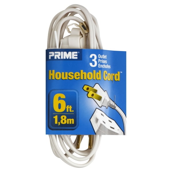 Prime Wire 6Foot 16/2 SPT2 3Outlet Cord, White