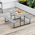 thumbnail image 1 of Costway Picnic Table Bench Set for 2-4 People Outdoor Rectangular Camping Dining Table Gray, 1 of 10