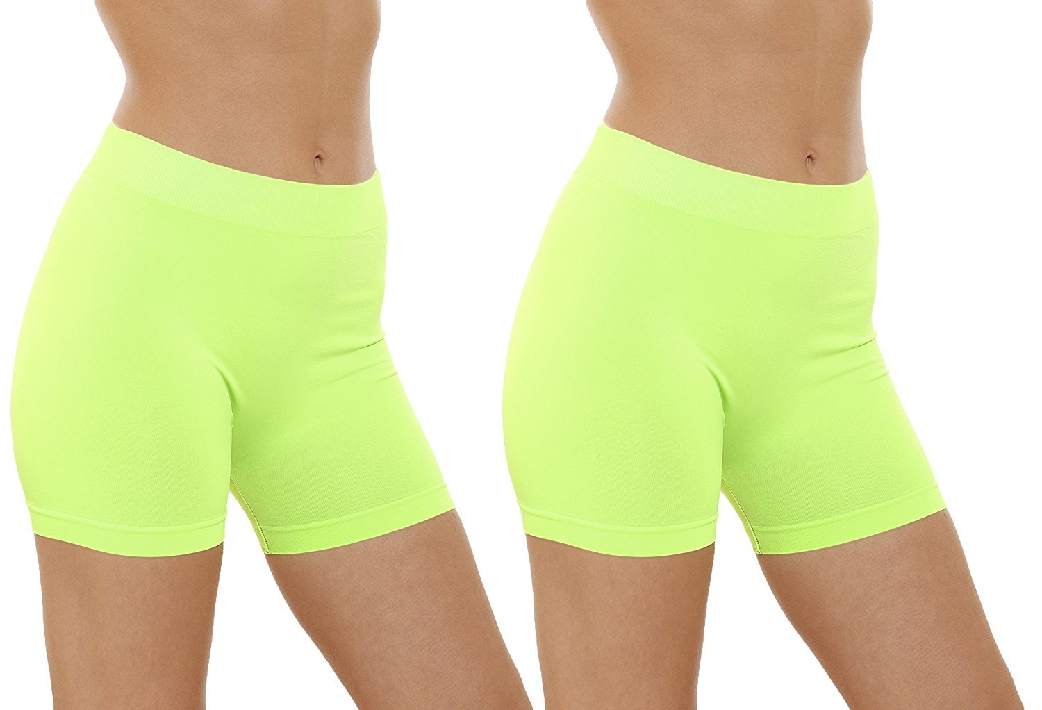 Women's Seamless and Tagless Yoga Exercise Shorts With Soft elastic waistband, 2 Pack Value