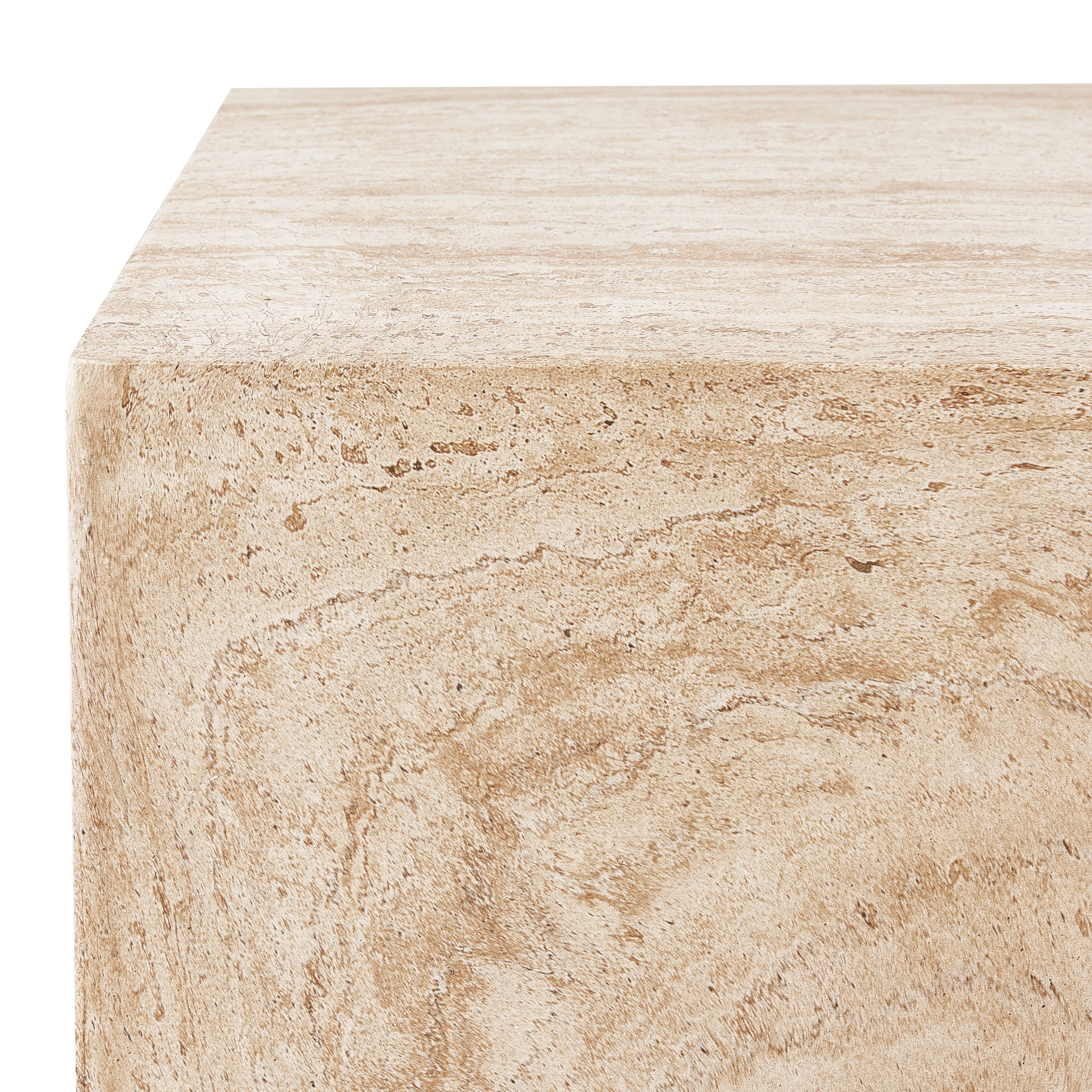 Christopher Knight Home 40.75" Rectangular MGO Coffee Table, Travertine-Look Indoor Outdoor Accent Table, Brown