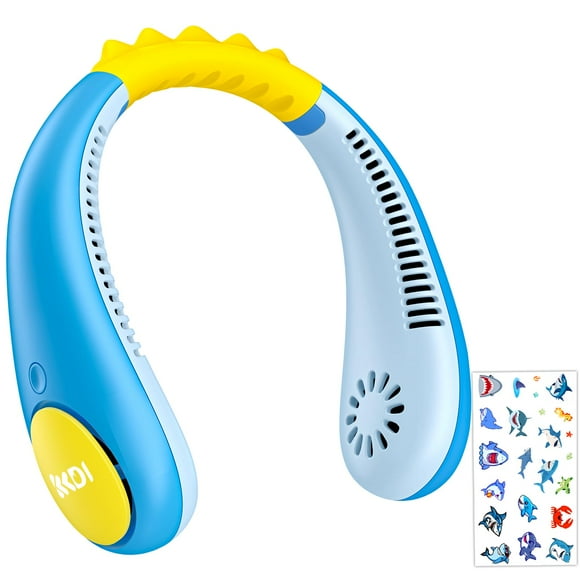 Ventilador de cuello para niños sin cuchillas con pegatina de tiburón, 2600 mAh, recargable