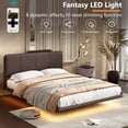 thumbnail image 5 of [Luckynote]Floating Bed Frame with LED Light, Modern PU Leather Platform Bed, No Boxing Spring Needed, Assemble Easily, Queen Size, 5 of 10