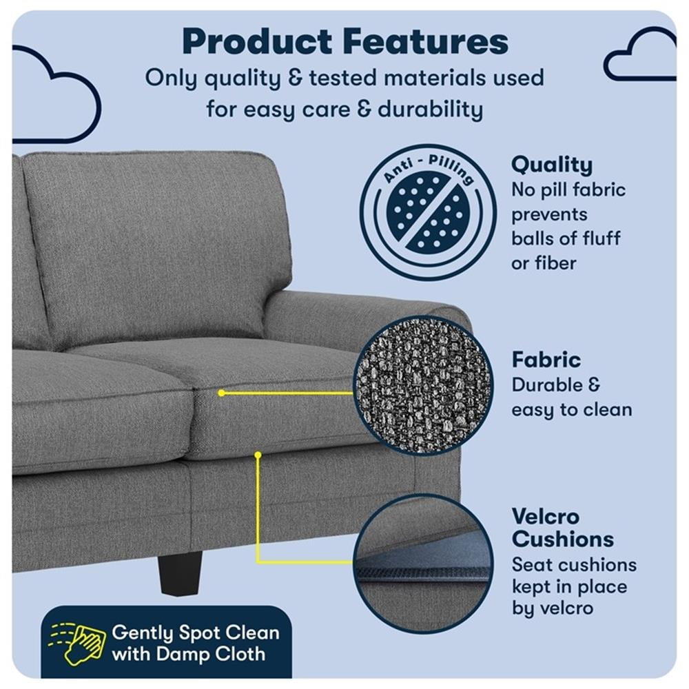 Bowery Hill 61" Rolled Arm Loveseat Sofa with Removable Covers Dark Gray