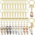 thumbnail image 1 of 20 juegos de llaveros de gato bonitos, kit para hacer llaveros DIY, llavero de flores, llavero de metal Kawaii con 20 colgantes de campanas, 20 llaveros divididos, 60 anillos divididos, 1 of 6
