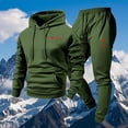 thumbnail image 5 of mihongmao Y2k Outfits for Men Casual Pullover Hooded Sports Print Long Sleeve Trousers Two-Piece Elastic Waist Tracksuit Army Green M, 5 of 5