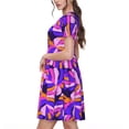 thumbnail image 2 of Naloa Tropics Leaf Print Womens Summer A-Line Dress with Pockets,Short Sleeve Dresses,Flowy Beach Swing Dress for Vacation Travel, 2 of 6