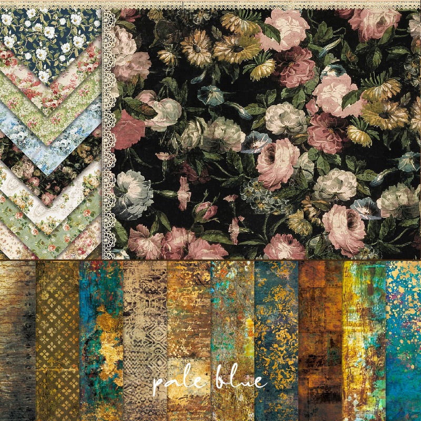 6-Inch Vintage Scrapbook Background Paper - Floral, Distressed, Pink Rose, and Red Rose Designs for Junk Journals