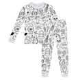 thumbnail image 4 of Outfits for Toddler Boys Halloween Sleepwear Set Long Sleeve with Diy Print Tops and Pants Clothes Outfits Set Size 2-3T ,White, 4 of 4