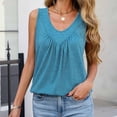 thumbnail image 2 of Women's Tunic Tank Tops Loose Fit Pleated V Neck Sleeveless Plain Tshirts Summer Casual Tanks (XL, Blue), 2 of 6
