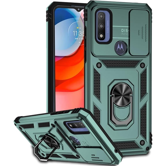 HCTian Military Grade Case for Moto G Play 5G 2023 with Kickstand & Slide Camera Cover Protection - Shockproof Phone Case