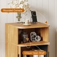 thumbnail image 4 of Mid Century Modern Bedside Table,Wood Nightstand with Power Outlet,Fluted Night Stand with Sliding Doors,Curved Round Edge Side Table with Storage Cabinet for Bedroom,Living Room(2PC), 4 of 8